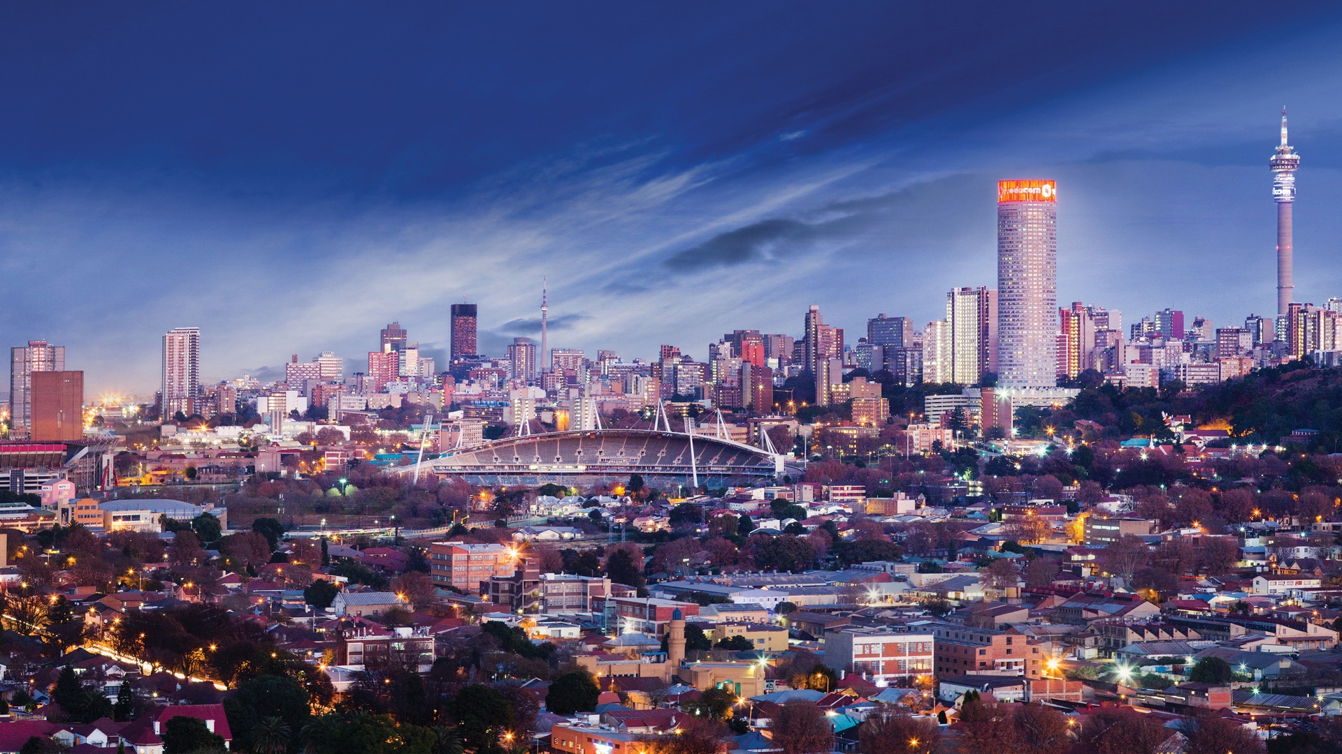 Johannesburg skyline at dusk
