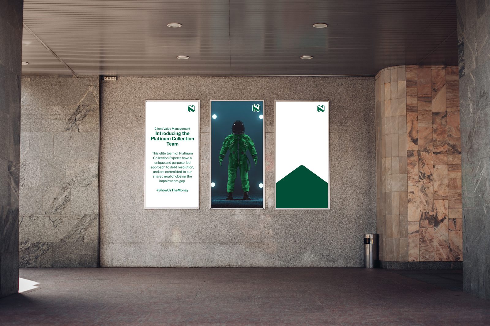 Nedbank Platinum Collection Team out-of-home, astronaut concept, Show Us The Money