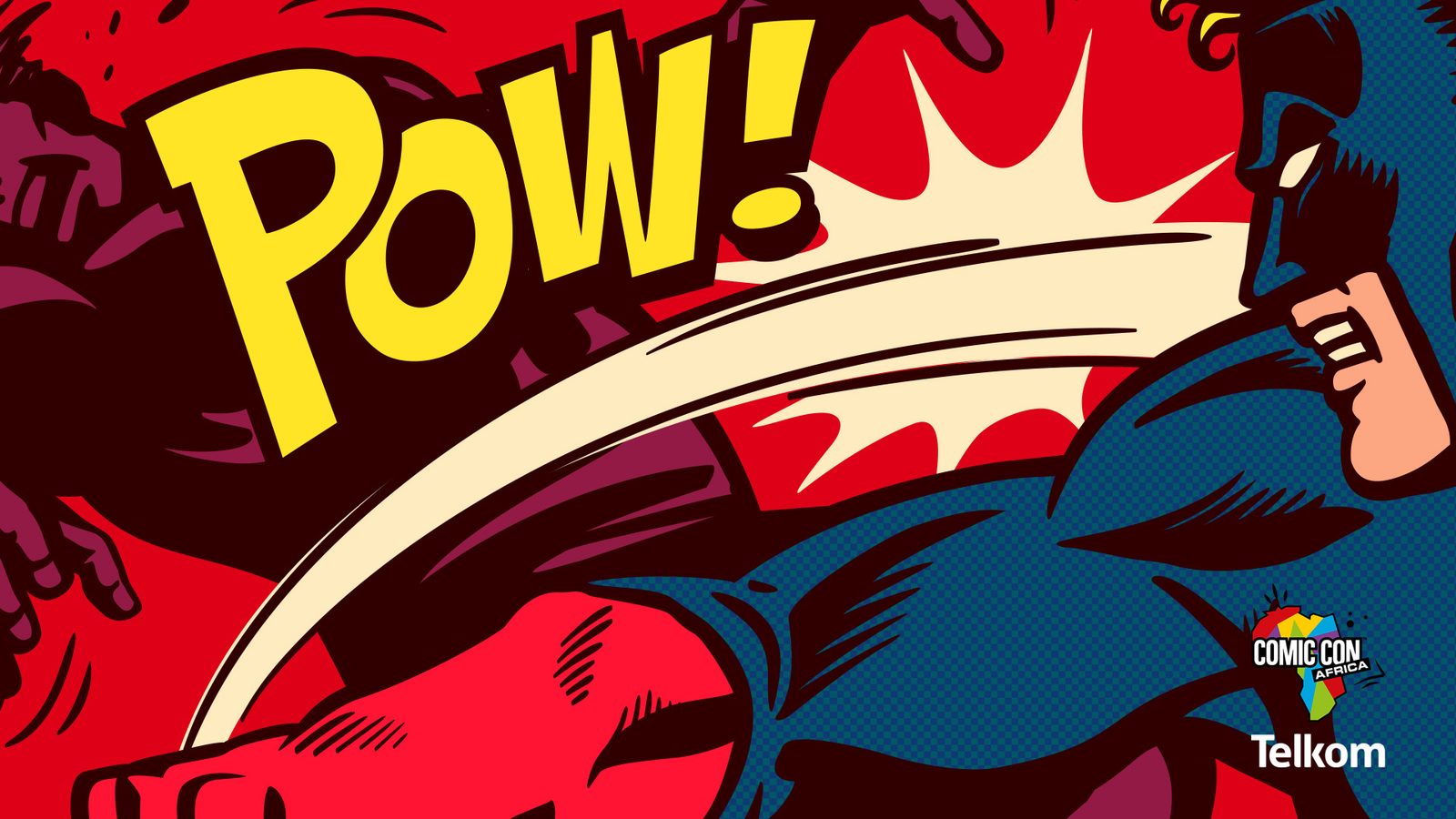 Telkom Comic Con Africa awareness post, pop art POW comic panel